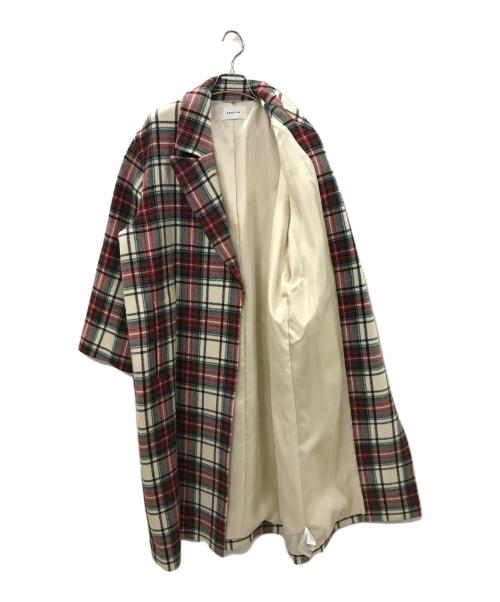 FRAY ID（フレイ アイディー）FRAY ID (フレイ アイディー) BIGウールコート レッド×ホワイトの古着・服飾アイテム