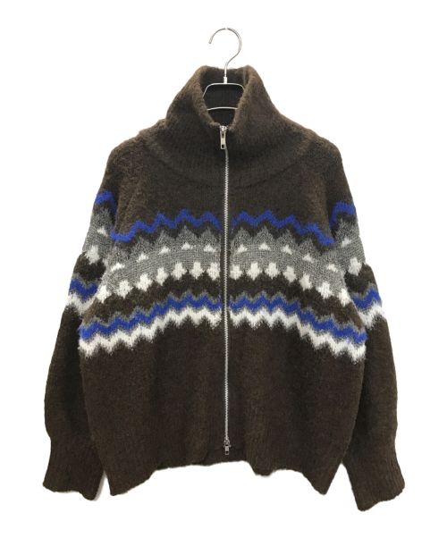 JOURNAL STANDARD relume（ジャーナルスタンダード レリューム）JOURNAL STANDARD relume (ジャーナルスタンダード レリューム) ジャガードWジップカーディガン ブラウン サイズ:Freeの古着・服飾アイテム
