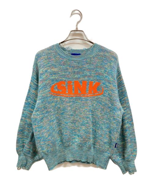 sink kotohayokozawa（シンク コトハヨコザワ）sink kotohayokozawa (シンク コトハヨコザワ) MULTICOLOR DAMAGED KNIT/シンク コトハヨコザワ ブルー サイズ:Mの古着・服飾アイテム