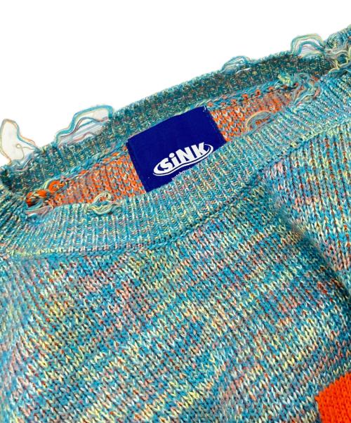 sink kotohayokozawa（シンク コトハヨコザワ）sink kotohayokozawa (シンク コトハヨコザワ) MULTICOLOR DAMAGED KNIT/シンク コトハヨコザワ ブルー サイズ:Mの古着・服飾アイテム