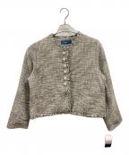 SHIPSシップス）の古着「スラブ ツイード ノーカラー ジャケット　シップス　317-00-0208　」｜ベージュ