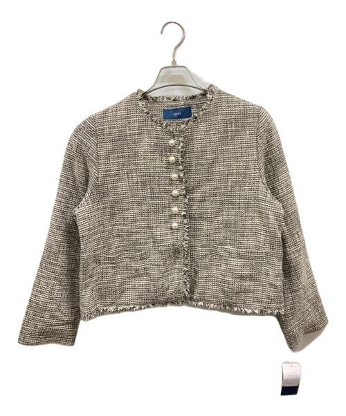 SHIPS（シップス）SHIPS (シップス) スラブ ツイード ノーカラー ジャケット　シップス　317-00-0208　 ベージュ サイズ:38の古着・服飾アイテム