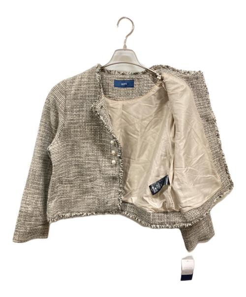 SHIPS（シップス）SHIPS (シップス) スラブ ツイード ノーカラー ジャケット　シップス　317-00-0208　 ベージュ サイズ:38の古着・服飾アイテム