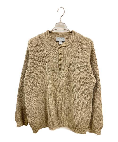 Eddie Bauer（エディーバウアー）Eddie Bauer (エディーバウアー) ヘンリーネックニット　エディーバウアー ベージュ サイズ:Ｌの古着・服飾アイテム