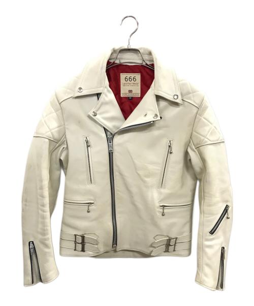 666（666）666 (666) レザーライダースジャケット　666 ホワイト サイズ:36の古着・服飾アイテム
