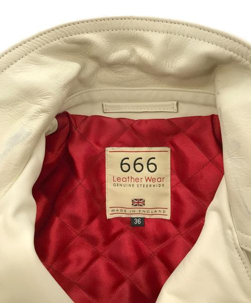 666（666）666 (666) レザーライダースジャケット　666 ホワイト サイズ:36の古着・服飾アイテム