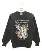 THE MORIHIGASHI INCザ・モリヒガシ）の古着「プリントスウェット　THE MORIHIGASHI INC　さらば青春の光」｜ブラック