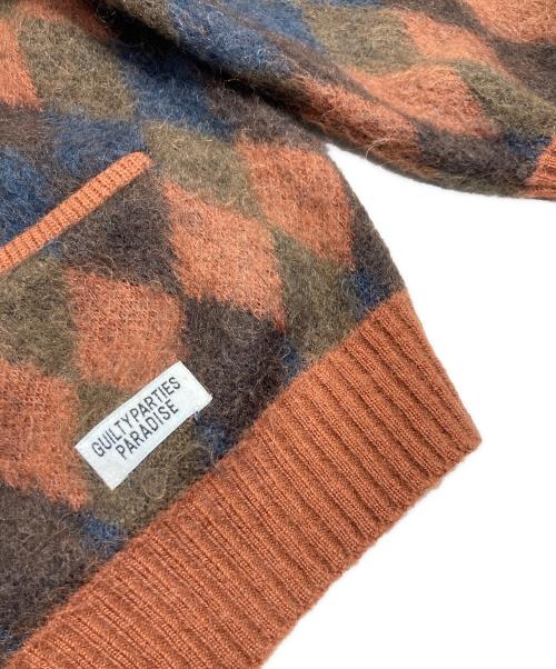 WACKO MARIA（ワコマリア）WACKO MARIA (ワコマリア) アーガイル柄モヘア混カーディガン　GUILTY PARTIES オレンジ×ブルー サイズ:XLの古着・服飾アイテム