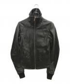 RICK OWENSリックオウエンス）の古着「ハイネックレザージャケット　RICK OWENS　RU4761　CRUST期09AW」｜ブラック