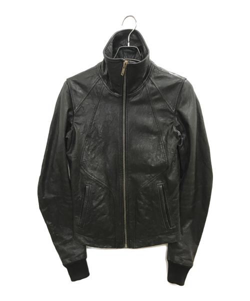 RICK OWENS（リックオウエンス）RICK OWENS (リックオウエンス) ハイネックレザージャケット　RICK OWENS　RU4761　CRUST期09AW ブラック サイズ:XSの古着・服飾アイテム
