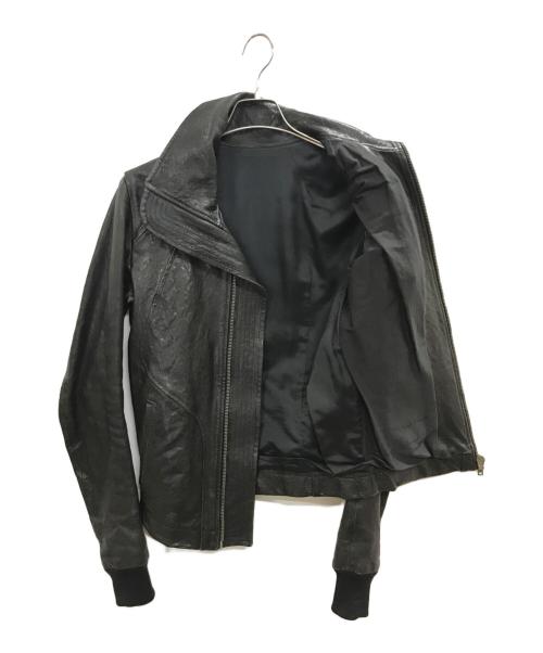 RICK OWENS（リックオウエンス）RICK OWENS (リックオウエンス) ハイネックレザージャケット　RICK OWENS　RU4761　CRUST期09AW ブラック サイズ:XSの古着・服飾アイテム