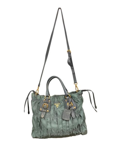 PRADA（プラダ）PRADA (プラダ) プリーツバッグ2WAYショルダーバッグ/プラダ/BN1407/165 グリーンの古着・服飾アイテム