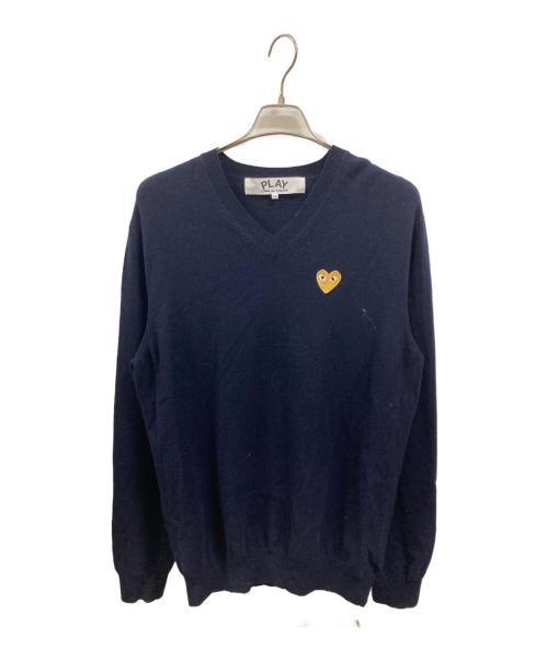 PLAY COMME des GARCONS（プレイコムデギャルソン）PLAY COMME des GARCONS (プレイコムデギャルソン) Vネックニット　プレイコムデギャルソン　AZ-N048　AD2020/9 ネイビー サイズ:XXLの古着・服飾アイテム