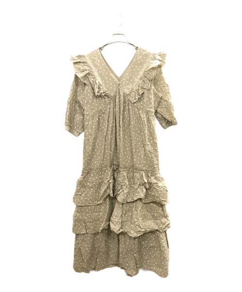 HER LIP TO（ハーリップトゥ）HER LIP TO (ハーリップトゥ) Miracle Wave Belted Dot Dress　	Her lip to　1212305008 ベージュ サイズ:Ｍの古着・服飾アイテム
