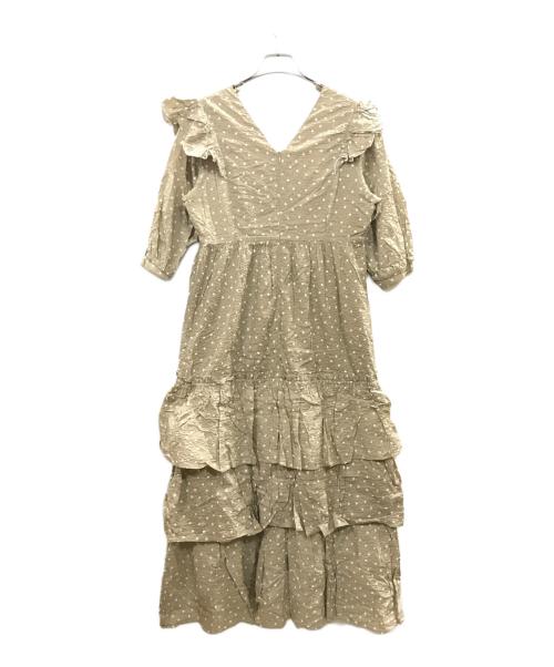 HER LIP TO（ハーリップトゥ）HER LIP TO (ハーリップトゥ) Miracle Wave Belted Dot Dress　	Her lip to　1212305008 ベージュ サイズ:Ｍの古着・服飾アイテム