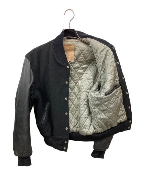 Golden Bear（ゴールデンベア）Golden Bear (ゴールデンベア) 90’ｓ袖レザー切替スタジャン/ゴールデンベア/USA製 ブラック サイズ:Ｍの古着・服飾アイテム