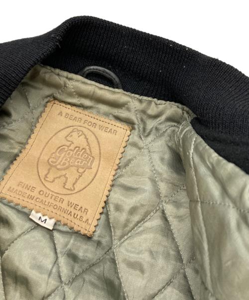 Golden Bear（ゴールデンベア）Golden Bear (ゴールデンベア) 90’ｓ袖レザー切替スタジャン/ゴールデンベア/USA製 ブラック サイズ:Ｍの古着・服飾アイテム