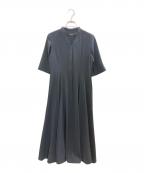 anuansアニュアンス）の古着「スキッパーネックスリットスリーブフレアワンピース　anuans　1523230190-0」｜ネイビー