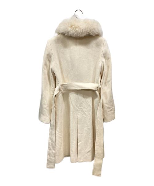 Pinky & Dianne（ピンキーアンドダイアン）Pinky & Dianne (ピンキーアンドダイアン) アンゴラファー付きコート ホワイト サイズ:Ｍの古着・服飾アイテム
