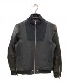 DIESELディーゼル）の古着「レザー切替メルトンジャケット/ディーゼル」｜グレー