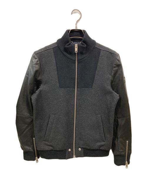 DIESEL（ディーゼル）DIESEL (ディーゼル) レザー切替メルトンジャケット/ディーゼル グレー サイズ:Sの古着・服飾アイテム