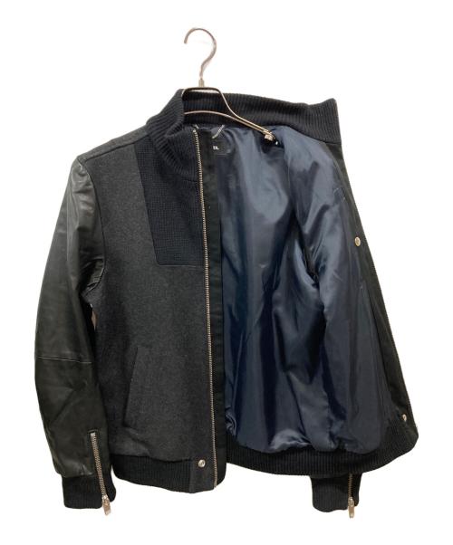 DIESEL（ディーゼル）DIESEL (ディーゼル) レザー切替メルトンジャケット/ディーゼル グレー サイズ:Sの古着・服飾アイテム