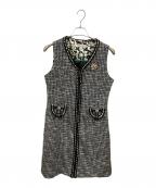 Super Beautyスーパービューティ）の古着「ツイードロングジレ」｜ブラック×ホワイト