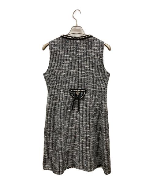 Super Beauty（スーパービューティ）Super Beauty (スーパービューティ) ツイードロングジレ ブラック×ホワイト サイズ:42の古着・服飾アイテム