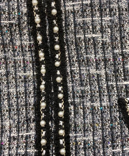 Super Beauty（スーパービューティ）Super Beauty (スーパービューティ) ツイードロングジレ ブラック×ホワイト サイズ:42の古着・服飾アイテム