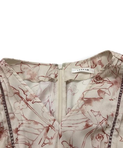 FRAY ID（フレイ アイディー）FRAY ID (フレイ アイディー) ウエストシャーリングフラワープリントワンピ/フレイ アイディー/FWFO235019 ホワイト×ピンク サイズ:00の古着・服飾アイテム