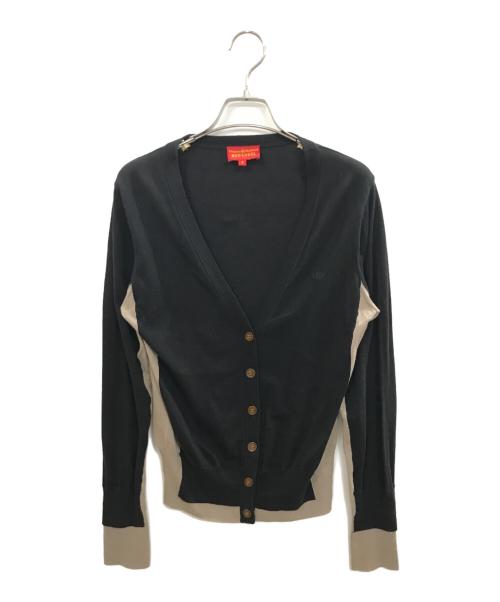 Vivienne Westwood RED LABEL（ヴィヴィアンウエストウッドレッドレーベル）Vivienne Westwood RED LABEL (ヴィヴィアンウエストウッドレッドレーベル) オーブ刺繍ニットカーディガン/ヴィヴィアンウエストウッドレッドレーベル/17-01-122002 ブラック×ベージュ サイズ:2の古着・服飾アイテム