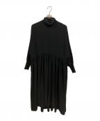 Curensologyカレンソロジー）の古着「ウールハイネックギャザーワンピース　カレンソロジー　CL009134ER-06」｜ブラック