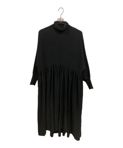 Curensology（カレンソロジー）Curensology (カレンソロジー) ウールハイネックギャザーワンピース　カレンソロジー　CL009134ER-06 ブラック サイズ:Freeの古着・服飾アイテム