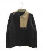 KOLORカラー）の古着「SWICHING KNIT/23AW」｜ブラック×カーキ
