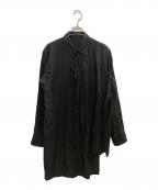 Yohji Yamamoto collectionsヨウジヤマモトコレクションズ）の古着「CELLULOSE POPLIN FRONT KNOT DETAIL BLOUSE/ヨウジヤマモトコレクションズ/F0-B62-200」｜ブラック