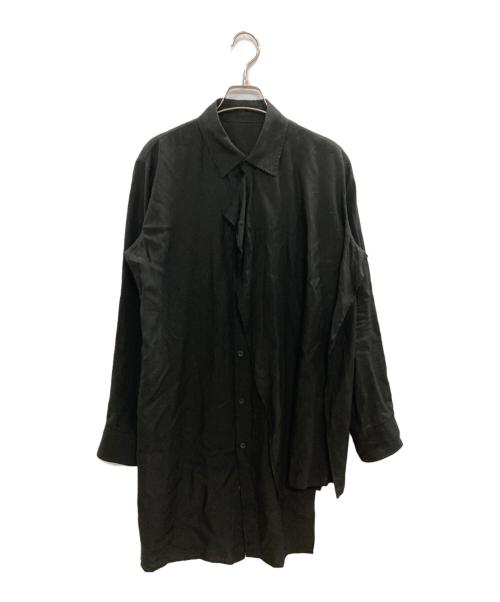 Yohji Yamamoto collections（ヨウジヤマモトコレクションズ）Yohji Yamamoto collections CELLULOSE POPLIN FRONT KNOT DETAIL BLOUSE/ヨウジヤマモトコレクションズ/F0-B62-200 ブラック サイズ:1の古着・服飾アイテム