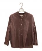 MARGARET HOWELLマーガレットハウエル）の古着「バンドカラーシャツ/マーガレットハウエル/578-2253012」｜ブラウン