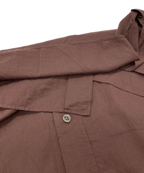 MARGARET HOWELL（マーガレットハウエル）MARGARET HOWELL (マーガレットハウエル) バンドカラーシャツ/マーガレットハウエル/578-2253012 ブラウン サイズ:1の古着・服飾アイテム