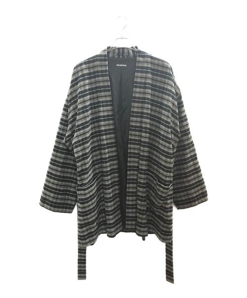 BALENCIAGA（バレンシアガ）BALENCIAGA (バレンシアガ) ガウンジャケット/バレンシアガ/594899 TGM21 グレー×ブラック サイズ:46の古着・服飾アイテム
