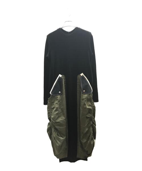 UN3D.（アンスリード）UN3D. (アンスリード) MA-1ドッキングワンピース/アンスリード/522410300801 ブラック×カーキ サイズ:36の古着・服飾アイテム