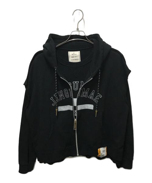 Maison MIHARA YASUHIRO（メゾン ミハラ ヤスヒロ）Maison MIHARA YASUHIRO (メゾン ミハラ ヤスヒロ) ドッキングジップパーカー ブラック サイズ:48の古着・服飾アイテム