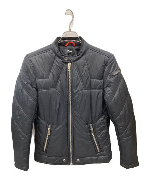 DIESEL（ディーゼル）DIESEL (ディーゼル) ライトナイロン中綿ライダースジャケット W-DEACON ブラック サイズ:Sの古着・服飾アイテム