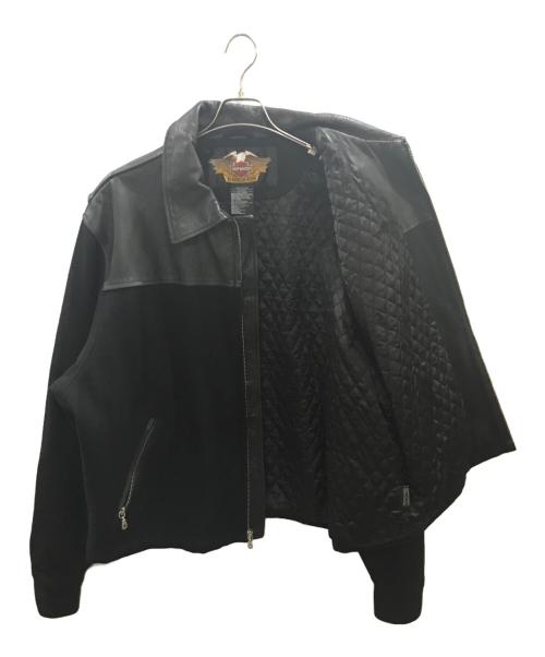 HARLEY-DAVIDSON（ハーレーダビッドソン）HARLEY-DAVIDSON (ハーレーダビッドソン) レザーウール切替ジャケット ブラック サイズ:XXLの古着・服飾アイテム