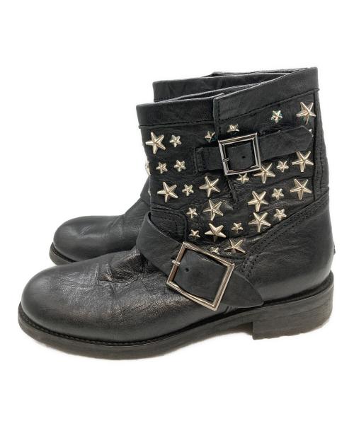 JIMMY CHOO（ジミーチュウ）JIMMY CHOO (ジミーチュウ) スタースタッズエンジニアブーツ　ジミーチュウ ブラック サイズ:37の古着・服飾アイテム