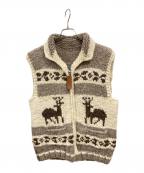 CANADIAN SWEATERカナディアンセーター）の古着「カウチンニットベスト/カナディアンセーター」｜ベージュ×ホワイト