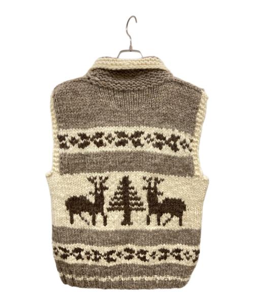 CANADIAN SWEATER（カナディアンセーター）CANADIAN SWEATER (カナディアンセーター) カウチンニットベスト/カナディアンセーター ベージュ×ホワイト サイズ:表記なしの古着・服飾アイテム