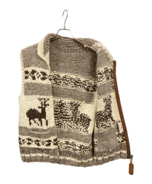 CANADIAN SWEATER（カナディアンセーター）CANADIAN SWEATER (カナディアンセーター) カウチンニットベスト/カナディアンセーター ベージュ×ホワイト サイズ:表記なしの古着・服飾アイテム