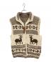 CANADIAN SWEATER（カナディアンセーター）の古着「カウチンニットベスト/カナディアンセーター」｜ベージュ×ホワイト