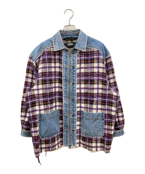 DIESEL（ディーゼル）DIESEL (ディーゼル) G-KERYA/切替デニムジャケット/ディーゼル インディゴ×パープル サイズ:XXSの古着・服飾アイテム