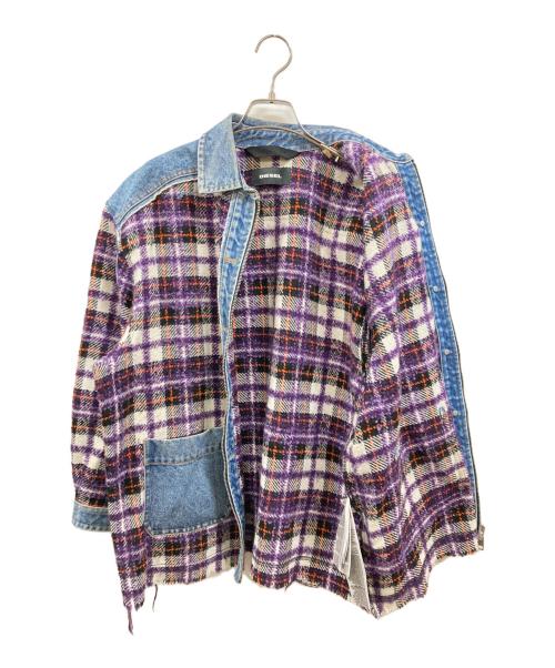 DIESEL（ディーゼル）DIESEL (ディーゼル) G-KERYA/切替デニムジャケット/ディーゼル インディゴ×パープル サイズ:XXSの古着・服飾アイテム